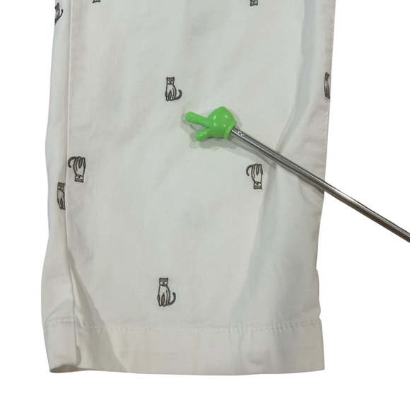 Talbots Cat Print Cropped Chino Pants Womens Size 12 Preppy cream embroidered - Picture 3 of 13